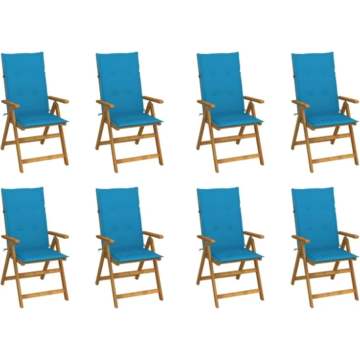 vidaXL Klappbare Gartenstühle mit Kissen 8 Stk. Massivholz Akazie 3075058