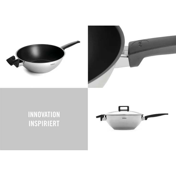 WOLL Wok Concept 33×14×54 cm – Edelstahl mit ILAG Ultimate Antihaftbeschichtung, 5 mm Kapselboden, Glasdeckel, induktionsgeeignet, ofenfest bis 200 °C & spülmaschinenfest – Bild 2
