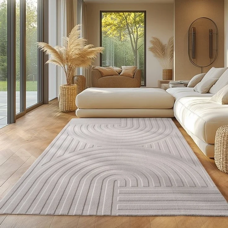 SIMPEX24 Designteppich Unicolor - Einfarbig, Rechteckig, Höhe: 12 mm, Kurzflor Boho Teppich Weich Anti-Rutsch Rückseite Waschbar – Bild 4