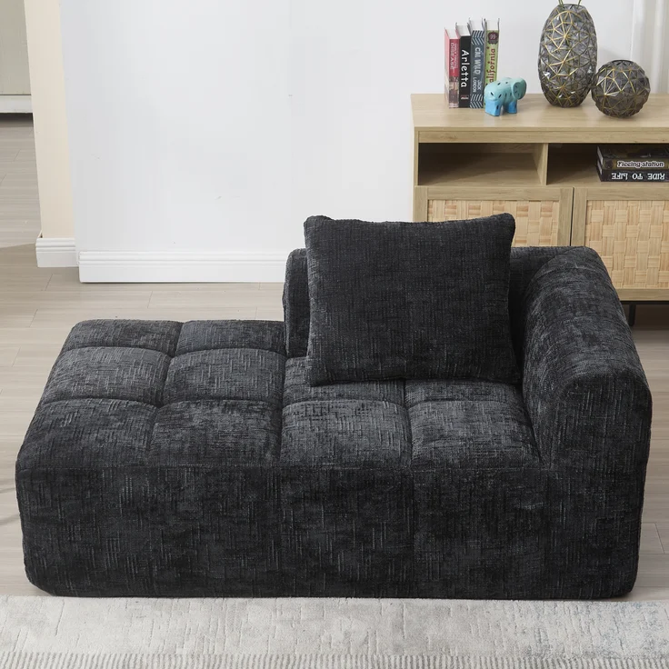 LVHOM Chaiselongue Schlafsofa mit Kissen, Lounge Sessel Relaxsessel Einzelsessel mit Seitentasche, Sofa Schlaffunktion, Sessel für Wohnzimmer – Bild 2