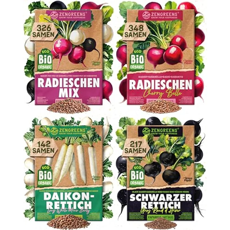 ZenGreens® - Bio Rettich- & Radieschensamen im 6er Set - 6 Rettich- & Radieschen Samen für den einfachen Anbau im Garten, Balkon oder Hochbeet - Pflanzensamen - Saatgut – Bild 13