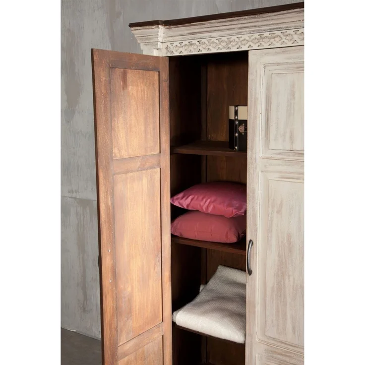Schrank Mango / Akazie 100x50x180 weiß gewachst CASTLE-ANTIK #239 – Bild 5
