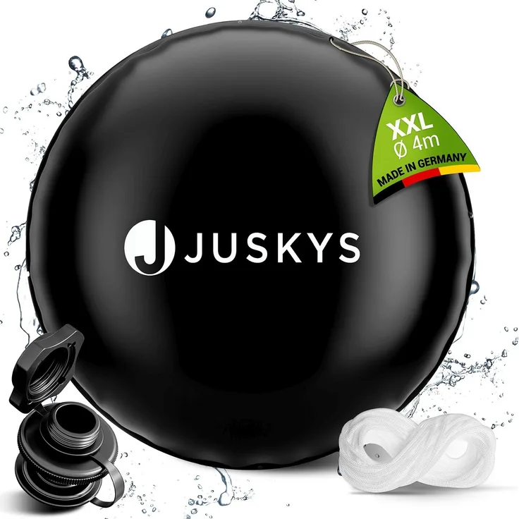 Juskys Aufblasbare Poolabdeckung rund, PVC schwarz, 4 m