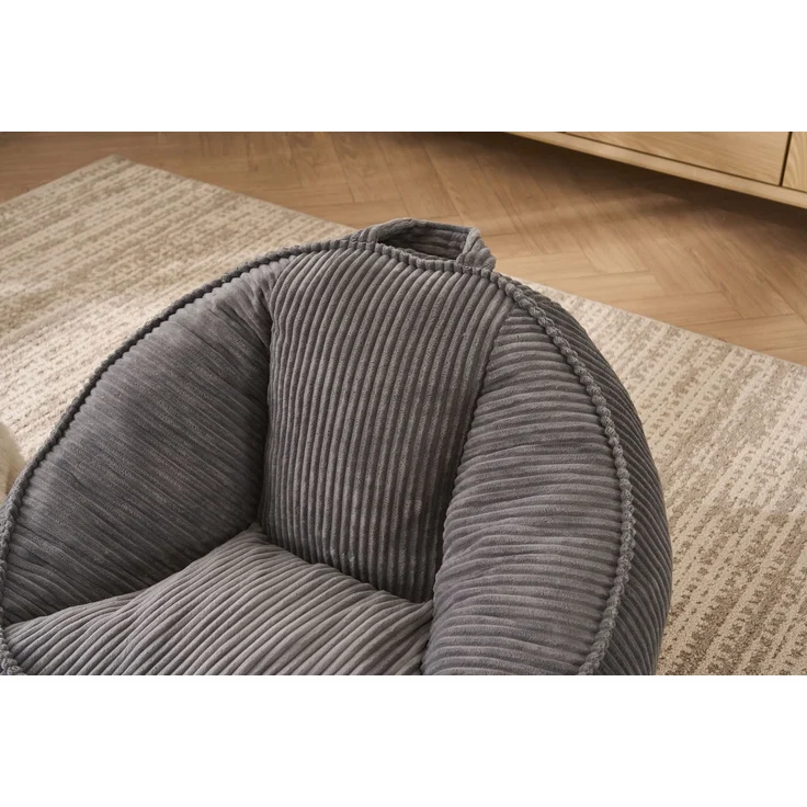 Sitzsack Klein 69cm×72cm×51cm in Grau aus Cord mit ergonomischer Form – Bild 8