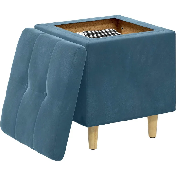 vidaXL Ottoman mit Stauraum Blau 40 x 40 x 45 cm Samt 876809 – Bild 3