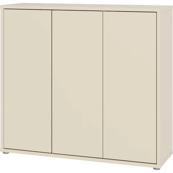 Forte ALICE SPRINGS Schuhschrank 100 110, moderner Flurschrank mit 3 Türen und 8 Einlegeböden, Holzwerkstoff, Kaschmir/ Beige, 109,2 cm breit x 99,1 cm hoch x 34,9 cm tief – Bild 8