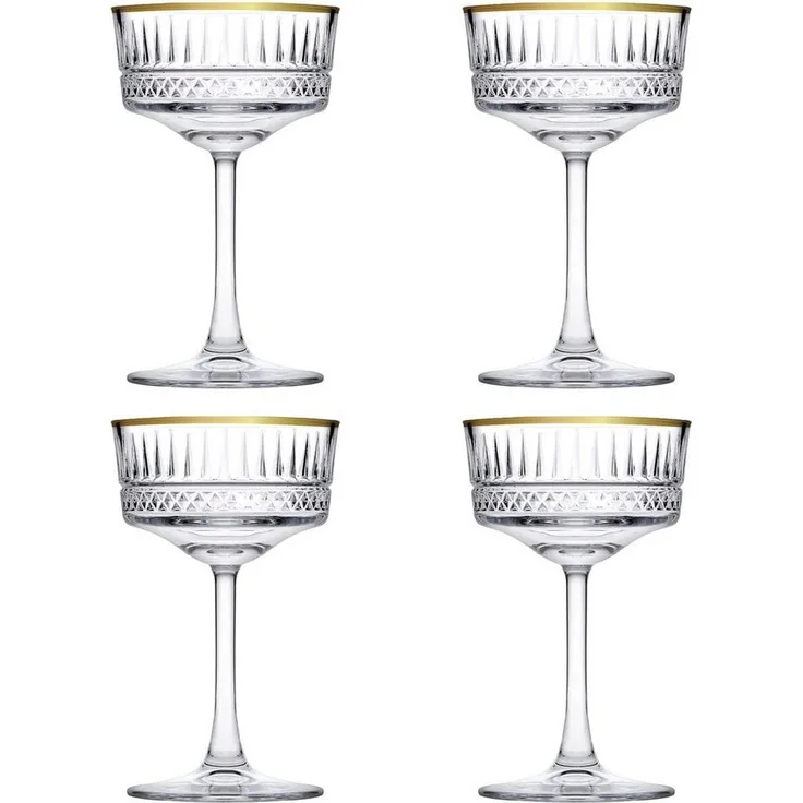 4 Stück Pasabahce 440436 Elysia Golden Touch Glas 4 L 260cc Champanger Elysia