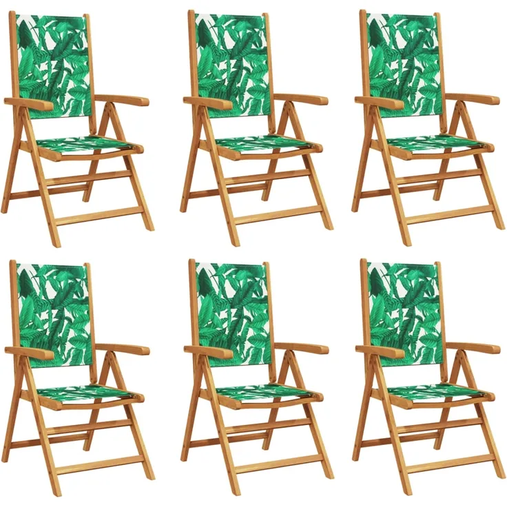 vidaXL Gartenstühle Verstellbar 6 Stk. Grün Stoff und Massivholz 3214551