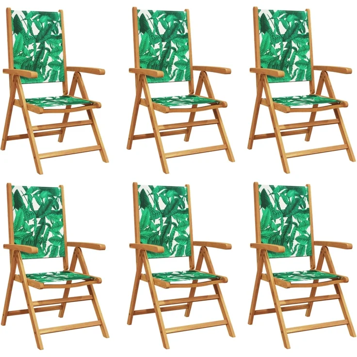 vidaXL Gartenstühle Verstellbar 6 Stk. Grün Stoff und Massivholz 3214551 – Bild 1