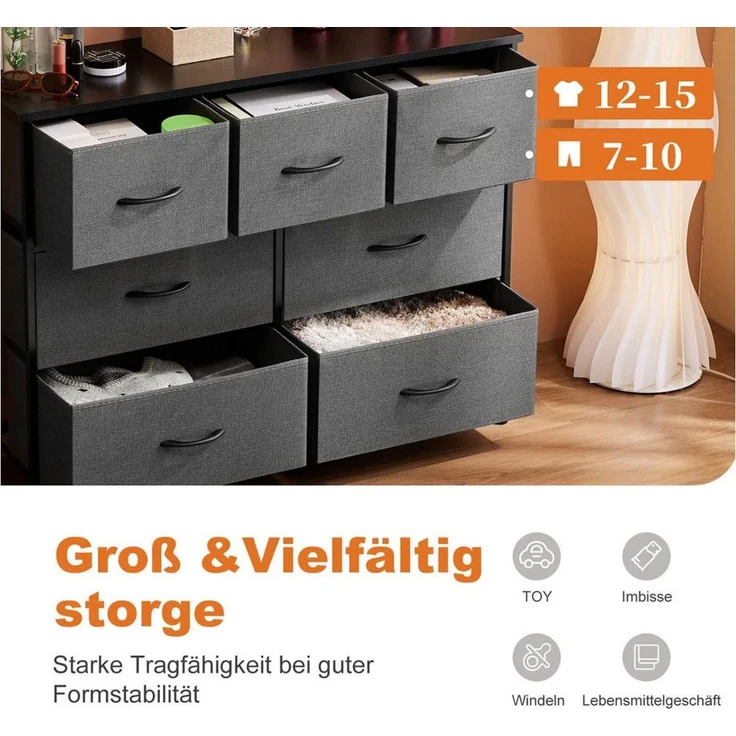DUMOS Schubkastenkommode Kommode mit 7 Schubladen,Aufbewahrungsschrank, 7 Schubladen,Metallrahmen, industrieller Stil – Bild 1