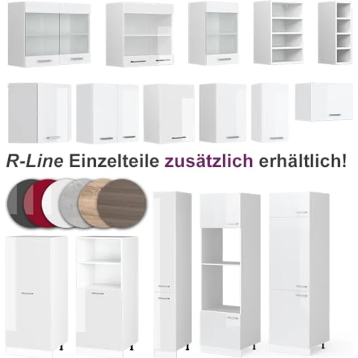 Eckküche Rick Weiß Hochglanz/Weiß 270 x 60 cm , AP Marmor Vicco – Bild 10