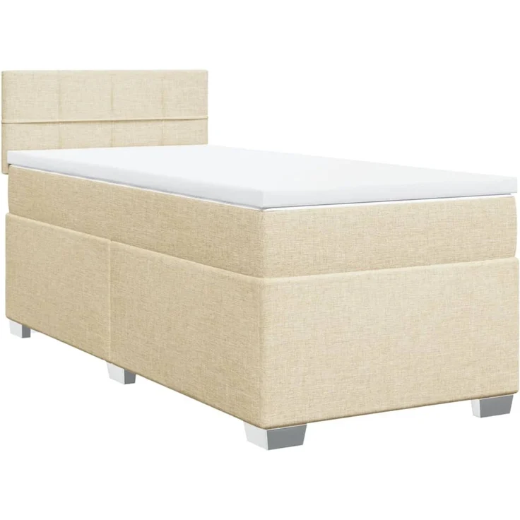 vidaXL Boxspringbett mit Matratze Creme 90x200 cm Stoff 3285776 – Bild 2