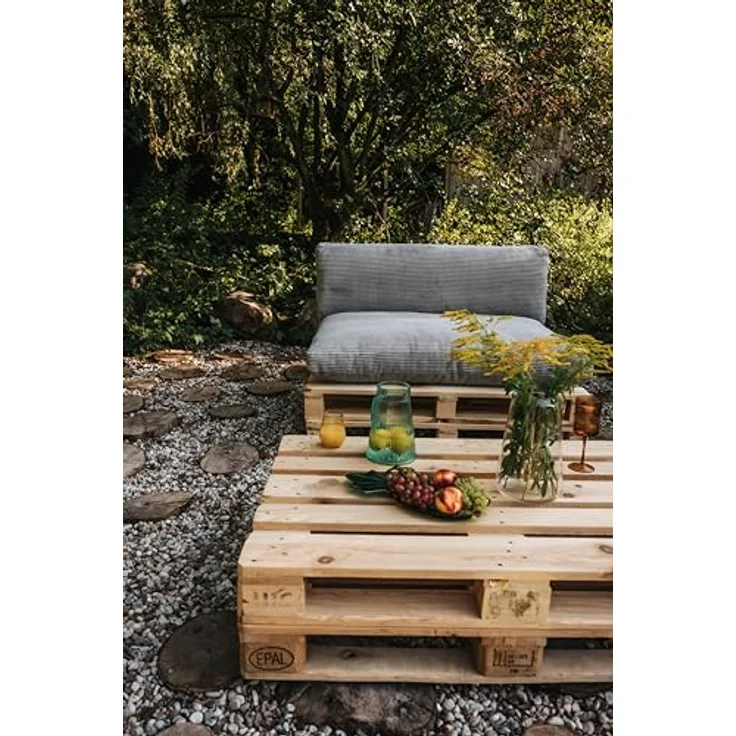 Gutekissen, Palettenkissen, Gartensofakissen, Sitzkissen, Rückenkissen, gefüllt mit Pulirethangranulateinlage, viele Farben und Größen PWL (Set (Sitzkissen 120x80 +Rückenlehne 120x40), Beige) – Bild 7