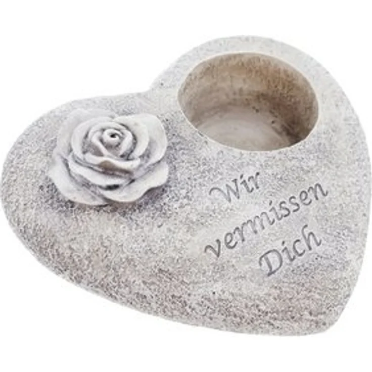 Grabschmuck Herz Liebe Deko Garten Tisch für Grab Kerze "Wir vermissen Dich" – Bild 6