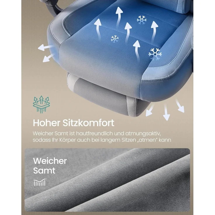 SONGMICS Gaming-Stuhl, Bürostuhl, Computerstuhl, ergonomisches Design, mit Fußstütze – Bild 4