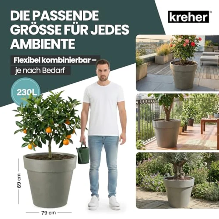 Kreher Pflanzkübel Rollbarer XXL Pflanzkübel "LIKE" Ø 79 cm in verschiedenen Farben (2 St) – Bild 6