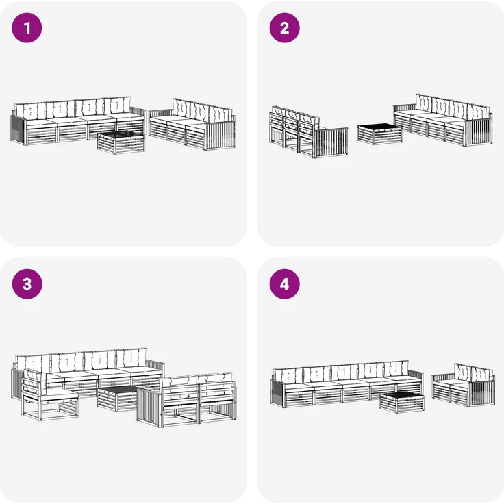 vidaXL Outdoor-Sofagarnitur 8 stk. 7-Sitzer Weiß und Anthrazit 3390162 – Bild 6