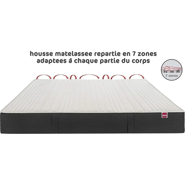 Abeil - XXL-Schaummatratze Double Sensation – Breite 30 cm – 1 mittlere Seite H2, 1 Seite fest H3 – ultraweicher Bezug, abnehmbar & maschinenwaschbar – Öko-Tex Zertifiziert – Weiß, 140x190 cm – Bild 5