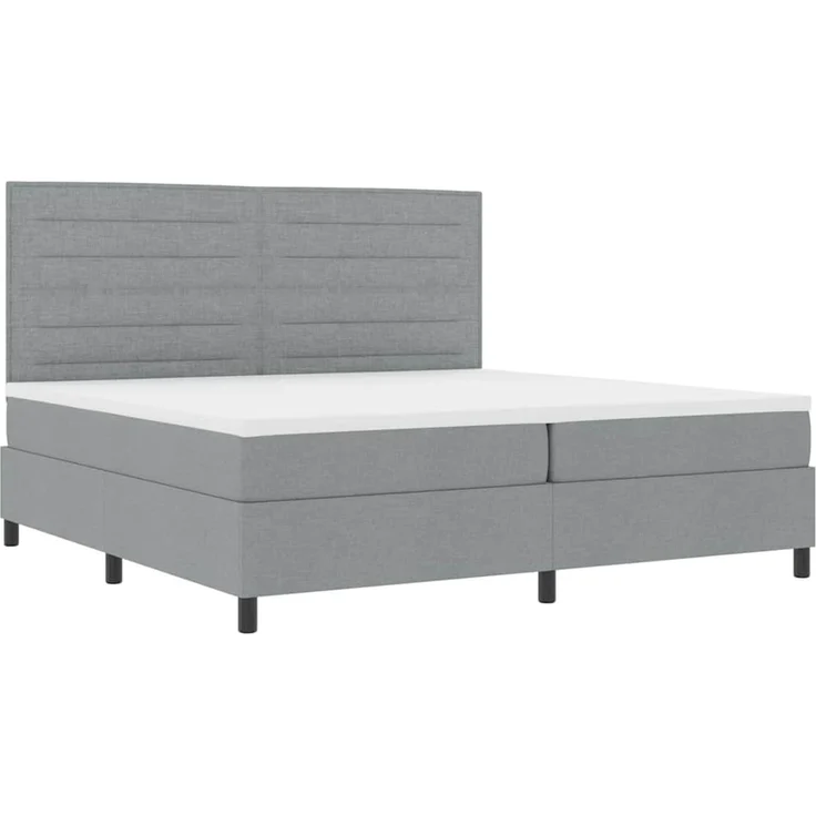 vidaXL Boxspringbett mit Matratze mit LED Hellgrau 200 x 200 cm Stoff 3342816 – Bild 6
