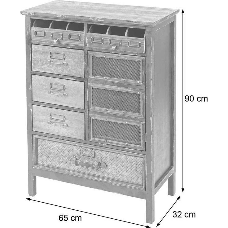 MCW Kommode MCW-F34, Gestell mit Shabby-Look Struktur, fertig montiert, Sechs Schubladen – Bild 2