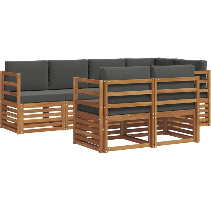 vidaXL Outdoor-Sofagarnitur 7 stk. 7-Sitzer Natur und Anthrazit 3374952 – Bild 2