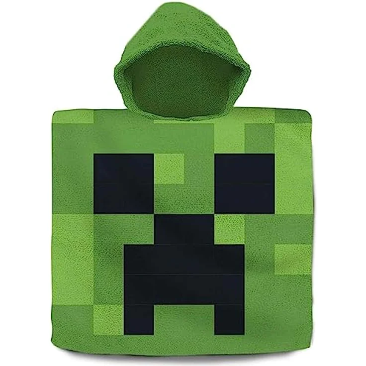 Minecraft - Badeponcho - grün/schwarz - ca. 60 x 120 cm – Bild 2