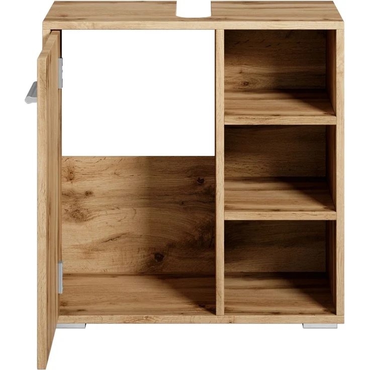 Badplaats Waschbeckenunterschrank Neptunus 60x30 cm Eiche - Stehender Badezimmerschrank mit 1 Tür und offenen Fächern – Bild 2