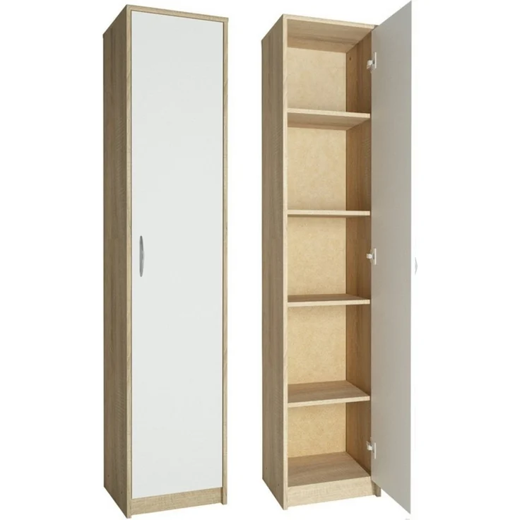 Home Collective Regal mit 5 Ebenen Aktenschrank mit 4 Einlegeböden und 1 Tür, in mattem Finish Standregal 39 cm breit sonoma weiß – Bild 1