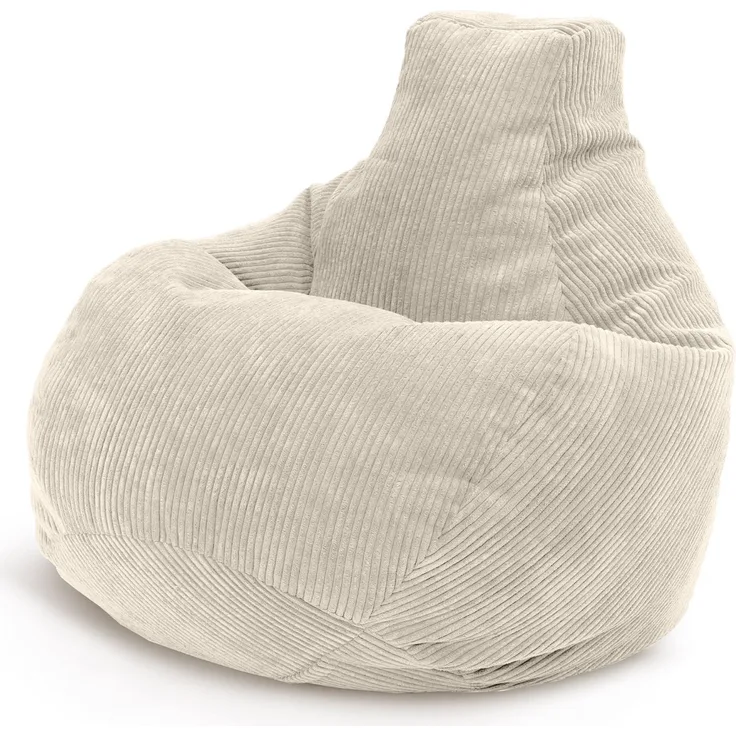 Green Bean® Sitzsack mit Rückenlehne 80x80x90cm - Gaming Chair mit 230L Füllung Cordstoff - Bean Bag Bodenkissen Lounge Sitzhocker Relax-Sessel Gamer Gamingstuhl Beige