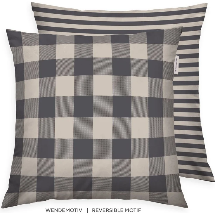 TOM TAILOR HOME Kissenbezüge new bedroom, Classic Check, 40x40cm oder 40x80cm, (1 Stück), Wendedesign mit Markenreißverschluss – Bild 1