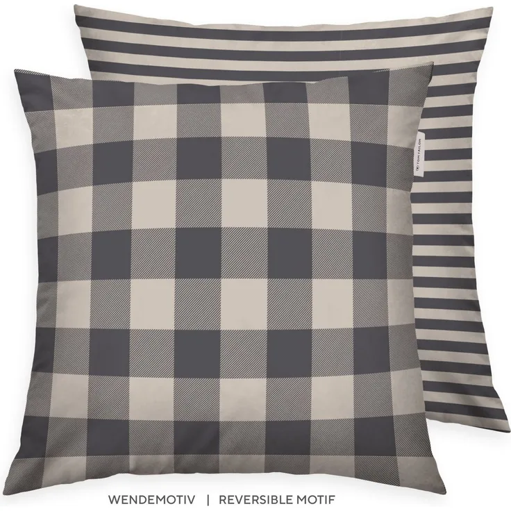 TOM TAILOR HOME Kissenbezüge new bedroom, Classic Check, 40x40cm oder 40x80cm, (1 Stück), Wendedesign mit Markenreißverschluss