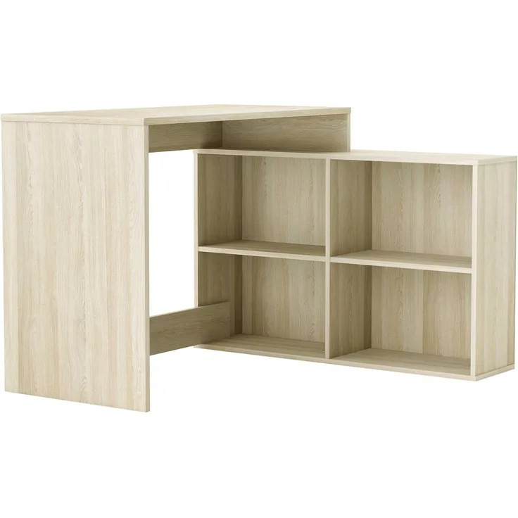 Demeyere 254462 Eckschreibtisch 4 Nischen "Corner" hell Holz, 120 x 77 x 101 cm, shannon eiche