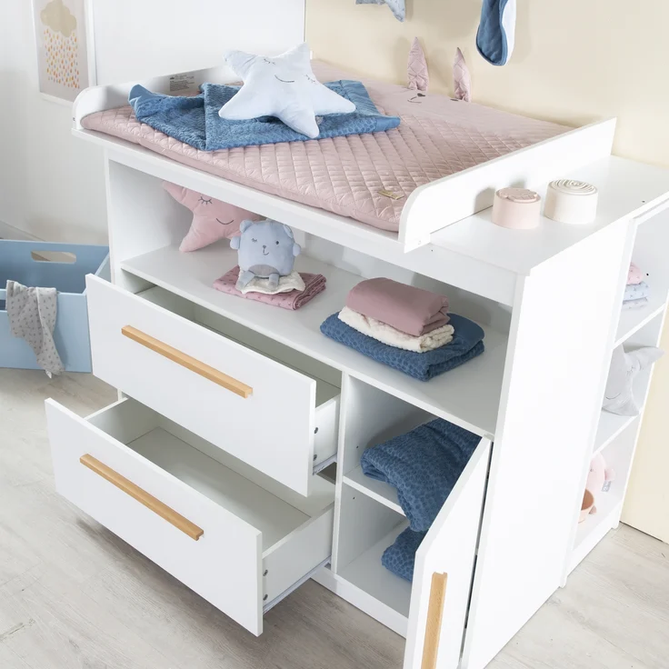 roba Kinderzimmerset 'Lilo' - 2-teilig - Kinderbett 70 x 140 cm & Wickelkommode - Weiß – Bild 9