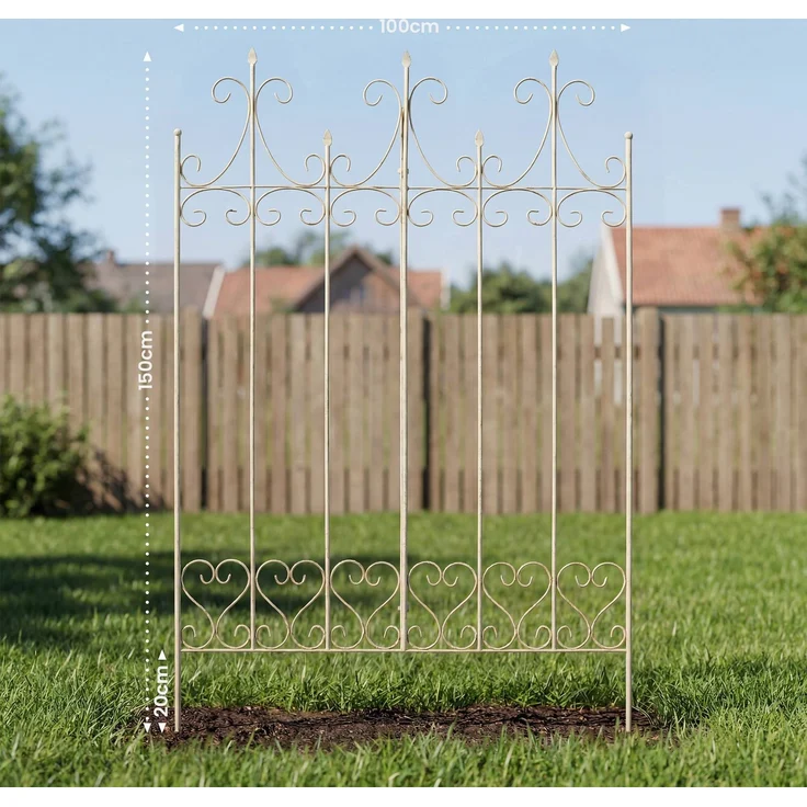 Rankgitter KALLE - 100x2x150cm, Metall, Antik-Creme | Rankhilfe Kletterpflanzen Gartendekoration – Bild 2