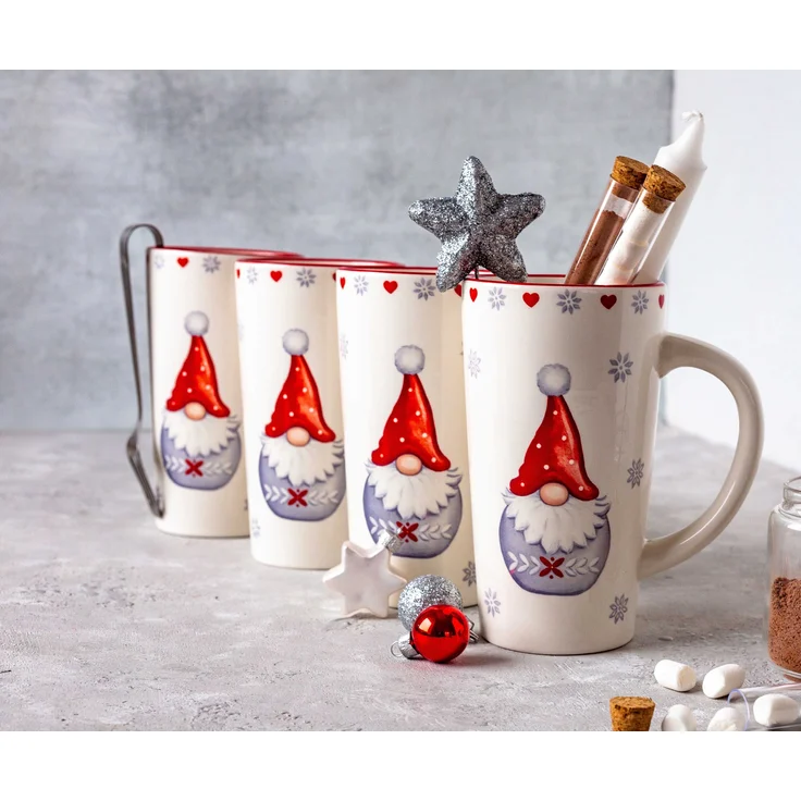 Weihnachtstassen 4er Set 60 cl, Weihnachtsgeschirr Tassen als Kaffeetassen, Glühweintassen oder Punschtassen für Weihnachten – Bild 4