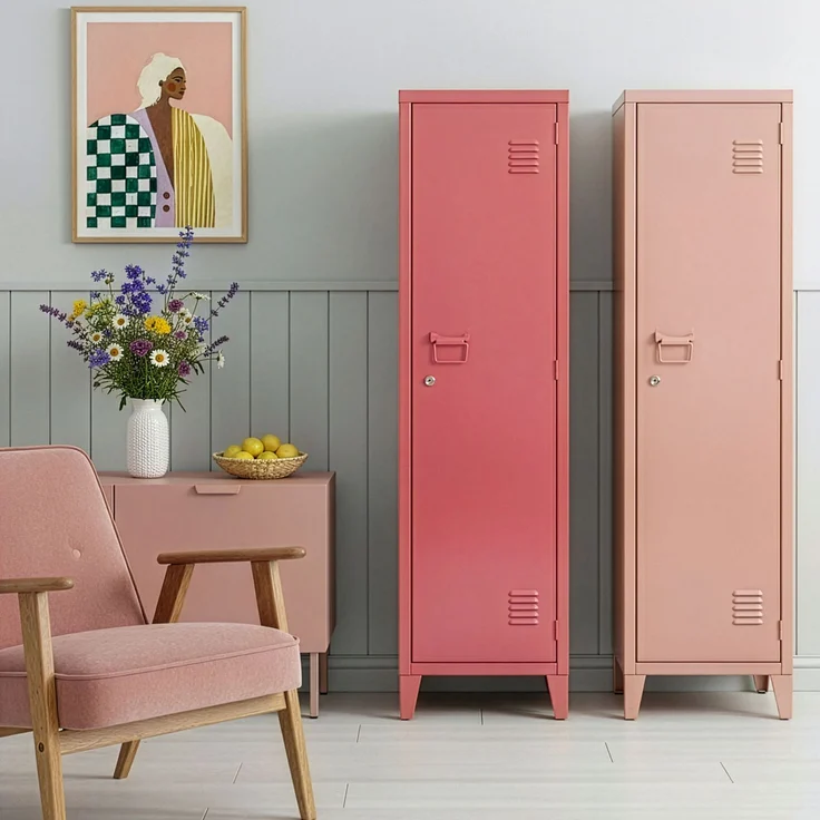 Einzelspind Kurikka 137x38x38 cm Wassermelonenrot [en. casa] – Bild 3