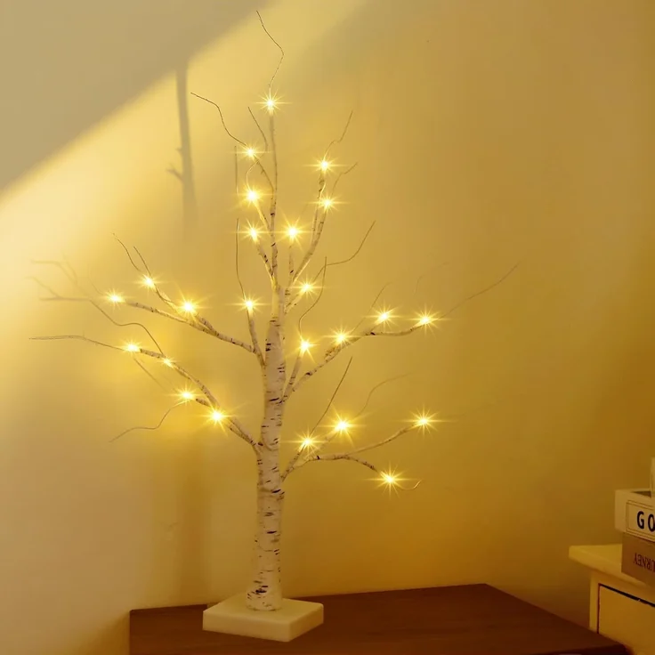 Salcar LED-Lichterkette LED Baum Lichter Warmweiß Weihnachten LED Birkenbaum, 1PC 60cm LED Lichterbaum Innen mit 24 LEDs Licht – Bild 1