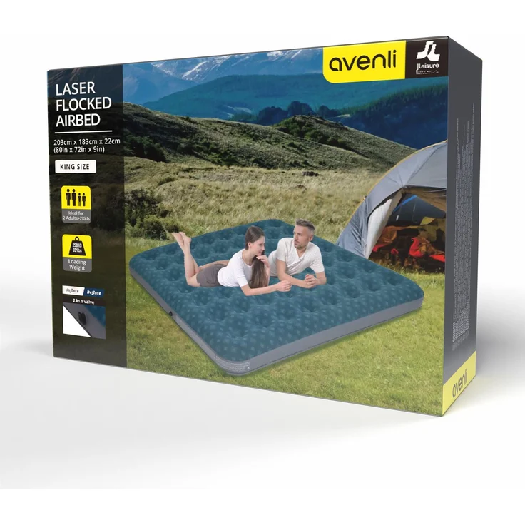 Avenli aufblasbares Luftbett / Campingmatratze für 2 Personen 203 x 183 x 22 cm – Bild 8