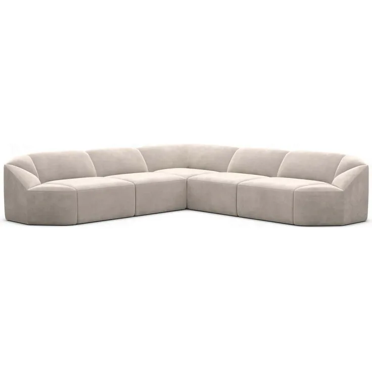 Samtstoff Ecksofa Cabrera L Form - Samtstoff - sand