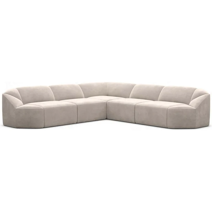 Samtstoff Ecksofa Cabrera L Form - Samtstoff - sand – Bild 1