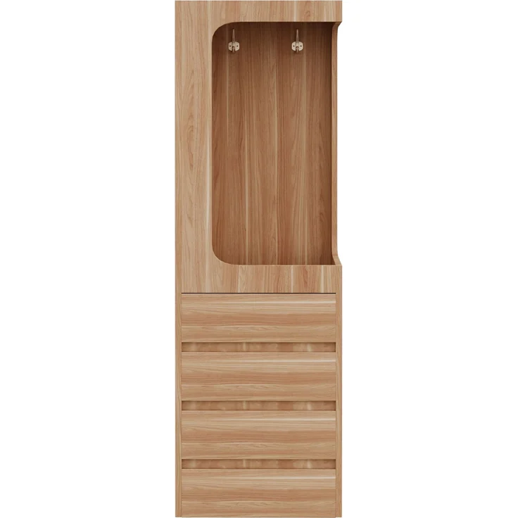 CHICFURN Kleiderschrank 70x170x40 cm mit 4 Schubladen und offenem Hängefach – Weiß/Naturholz – Bild 7