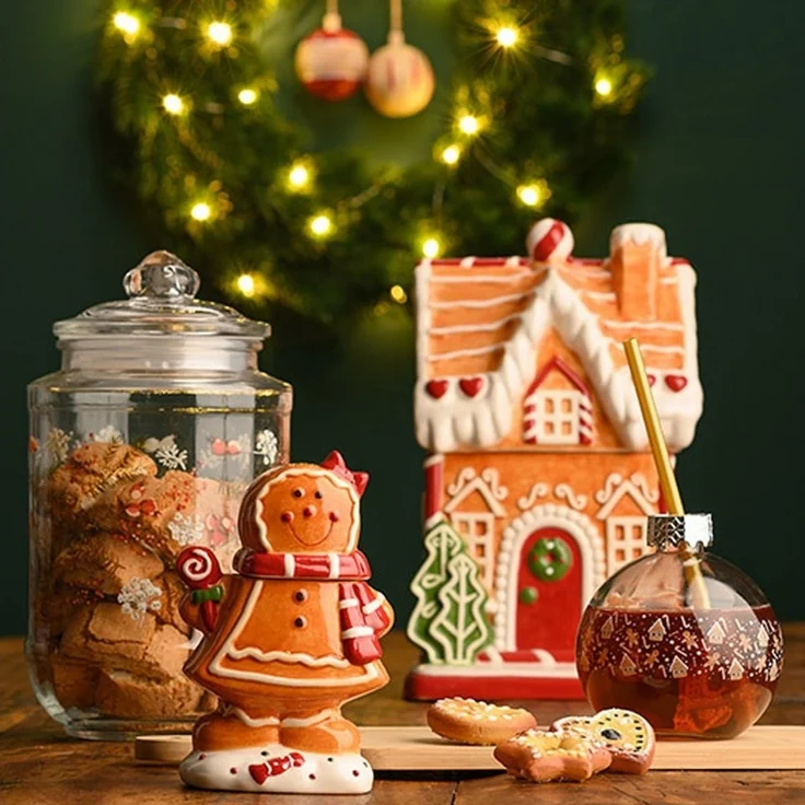 matches21 HOME & HOBBY Vorratsdose Weihnachtliche Aufbewahrungsdose mit Lebkuchenhaus, 16x27 cm, Keramik, (1-tlg), Festliche Keramikdose für weihnachtliche Leckereien – Bild 2