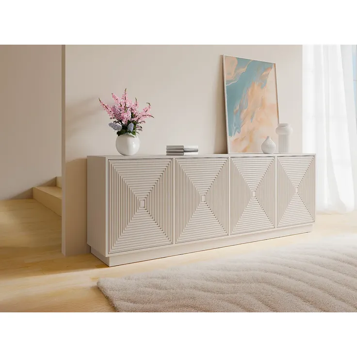 Vente-unique - MEZULIA Sideboard Holz, Platte Beige - B 43 cm x H 71 cm x L 199,8 cm