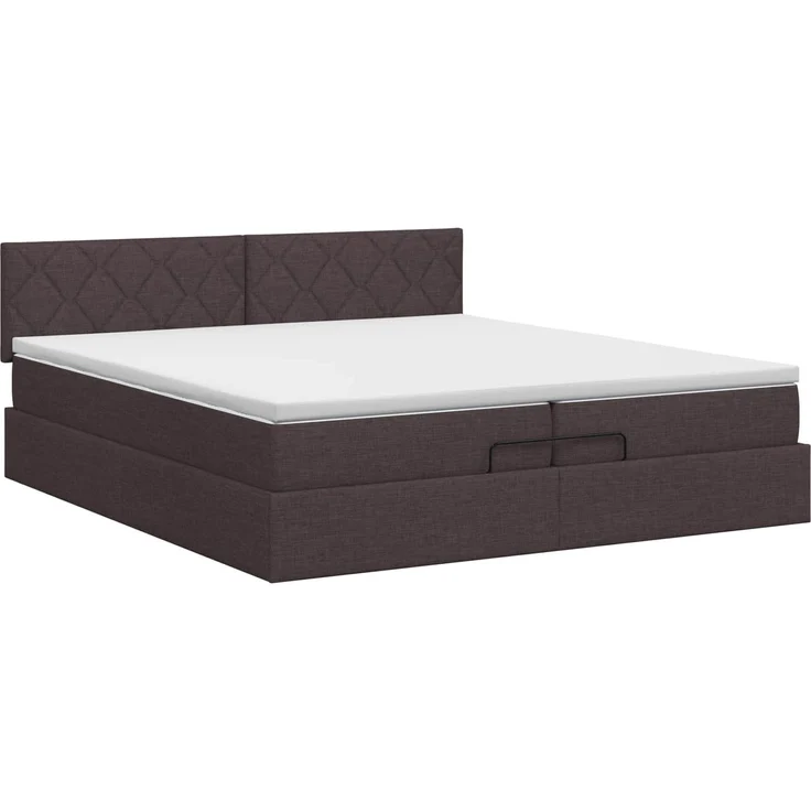 vidaXL Ottoman Bett mit Matratze Dunkelbraun 200 x 200 cm Stoff 3456437 – Bild 8