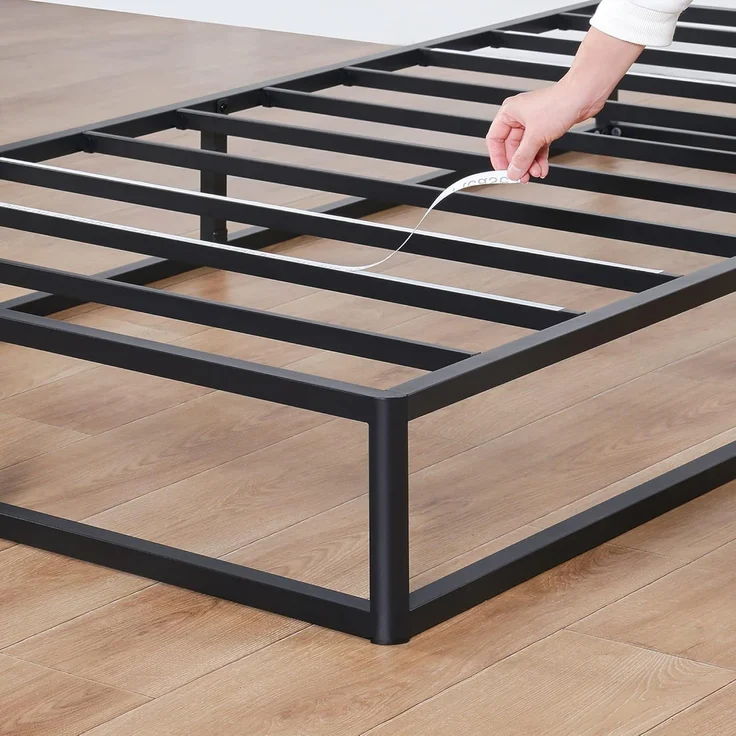 Olee sleep 22cm Modernes Metall-Plattform-Bettgestell / Bett / Metall / Metall-Bettgestell / Stahl-Lattenrost / Matratzenrahmen / Kein Boxspring erforderlich / 140x200 cm / Full / Schwarz – Bild 9