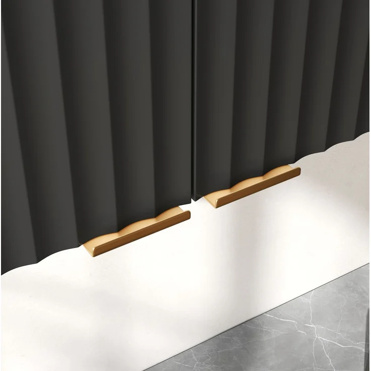 Küchen-Wandschrank 90 x 29 x 60 cm in Schwarz mit 3 Türen und strukturierten Fronten – Bild 10
