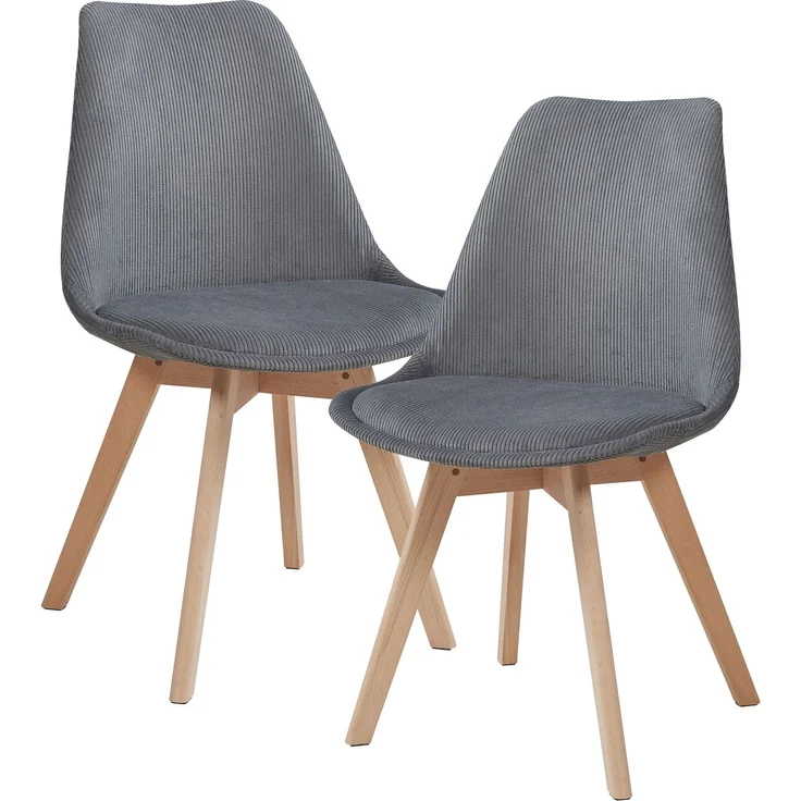 Esszimmerstuhl Fläten 2er Set Cord Grau [en. casa] – Bild 2