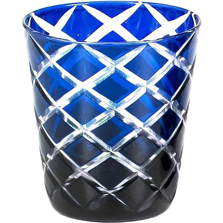 6er Set Kristallgläser Dio, blau, handgeschliffenes Glas , Höhe 10 cm, Füllmenge 0,23 Liter