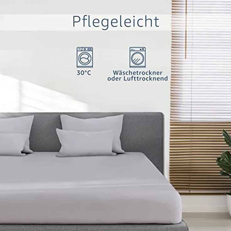 Amago - Spannbetttuch, 50 cm Steg, 100 prozent Baumwolle, 200x200 cm - Silber – Bild 8