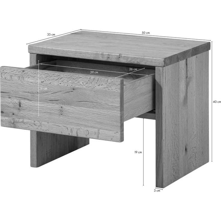 Nachttisch Zerreiche 50x35x40 natur geölt JANGALI #729 – Bild 8